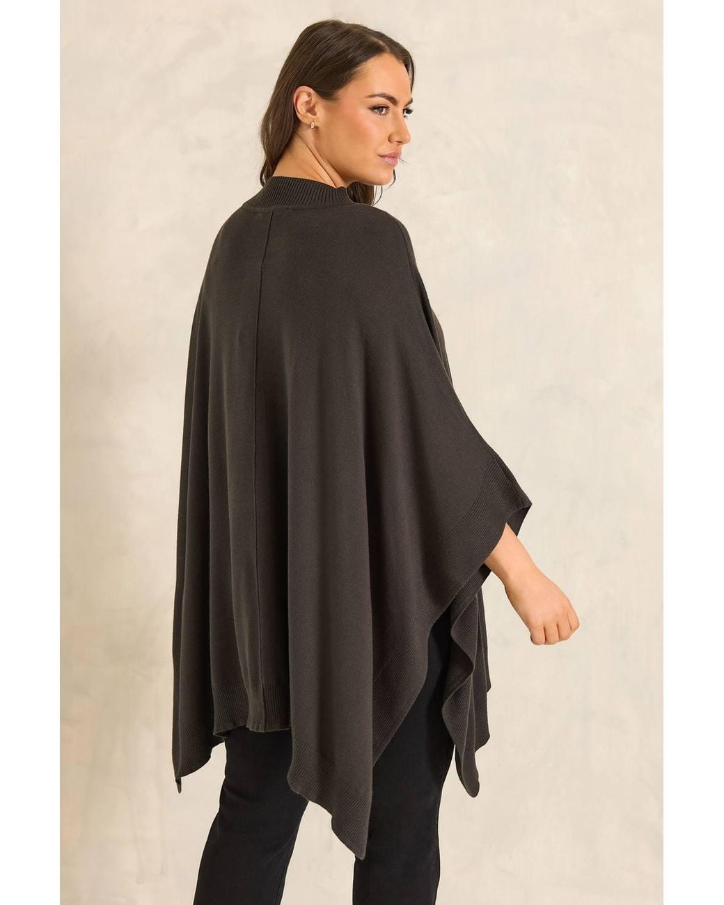 Evans Black Seam Detail Knitted Cape