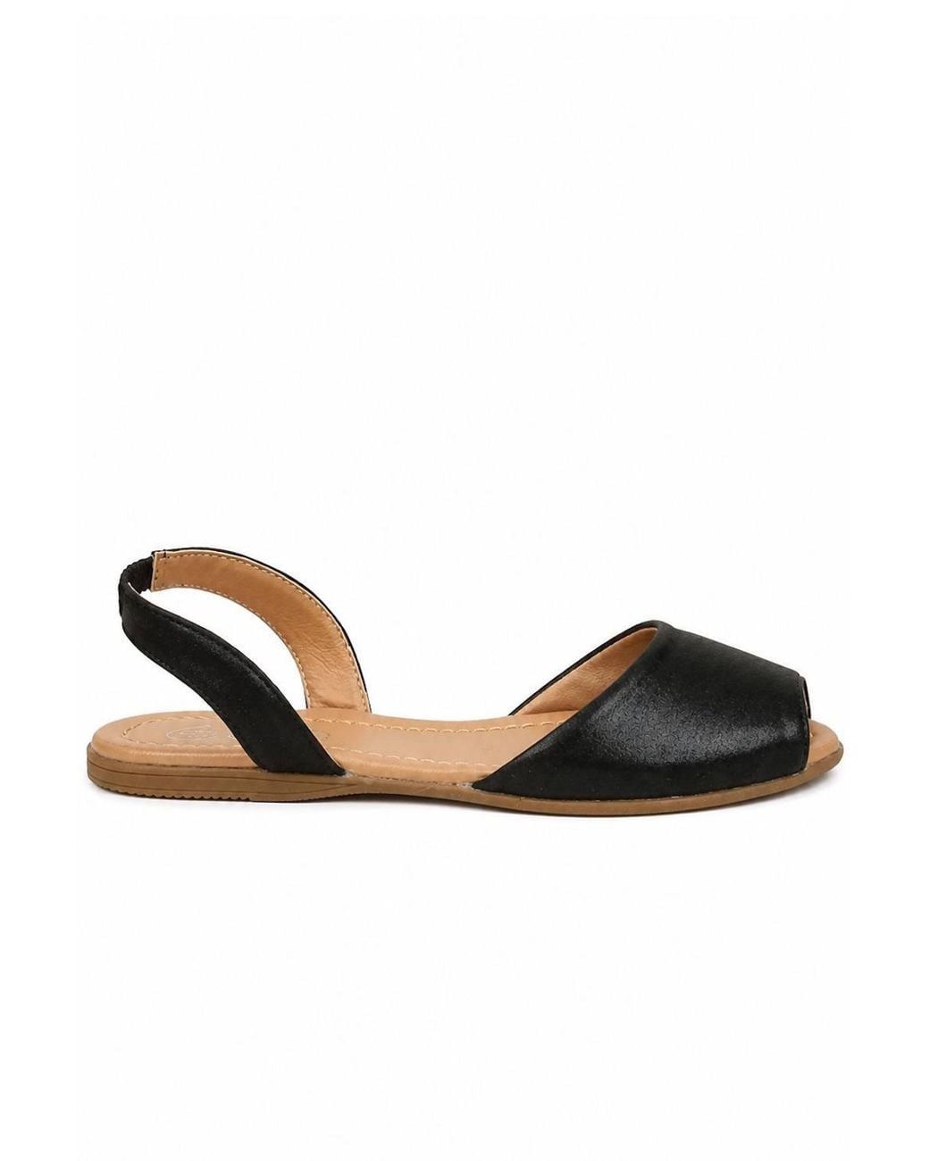 Spot on Black Elastic Back Strap Flat Sandals
