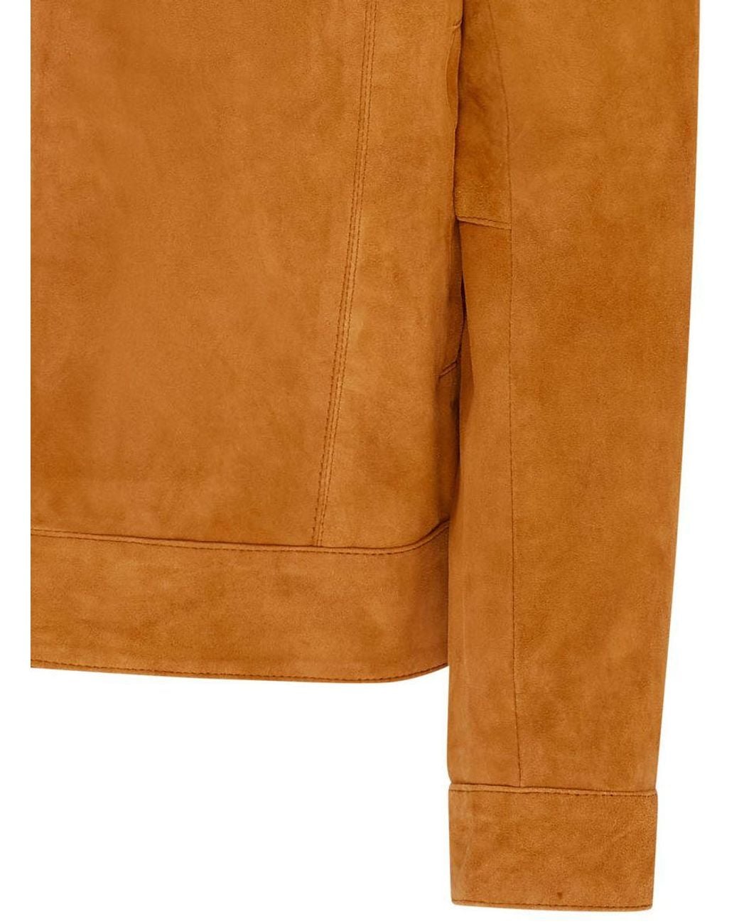 Infinity Leather Brown Goat Suede Leather Harrington Biker Jacket for men