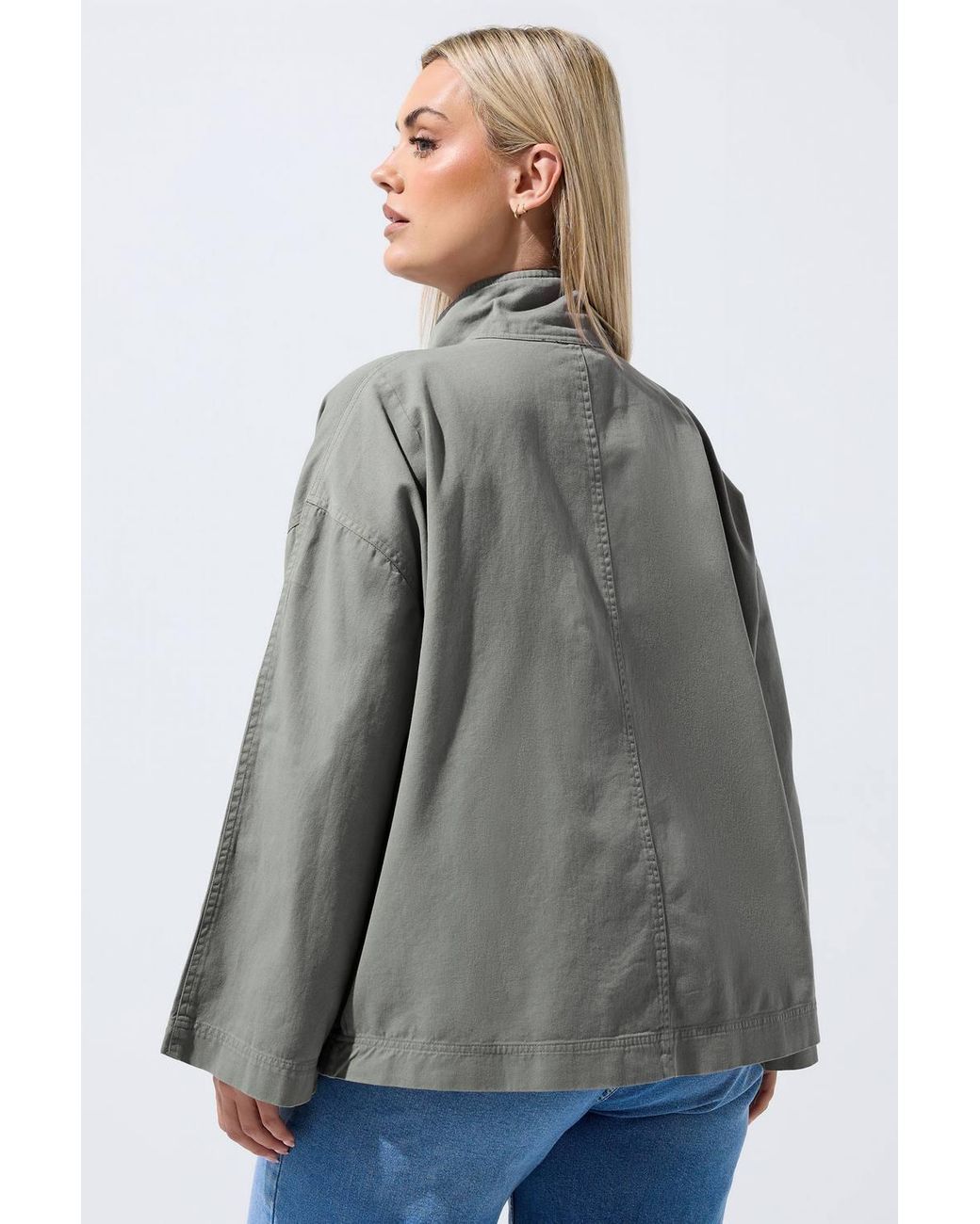Yours Gray Funnel Neck Shacket