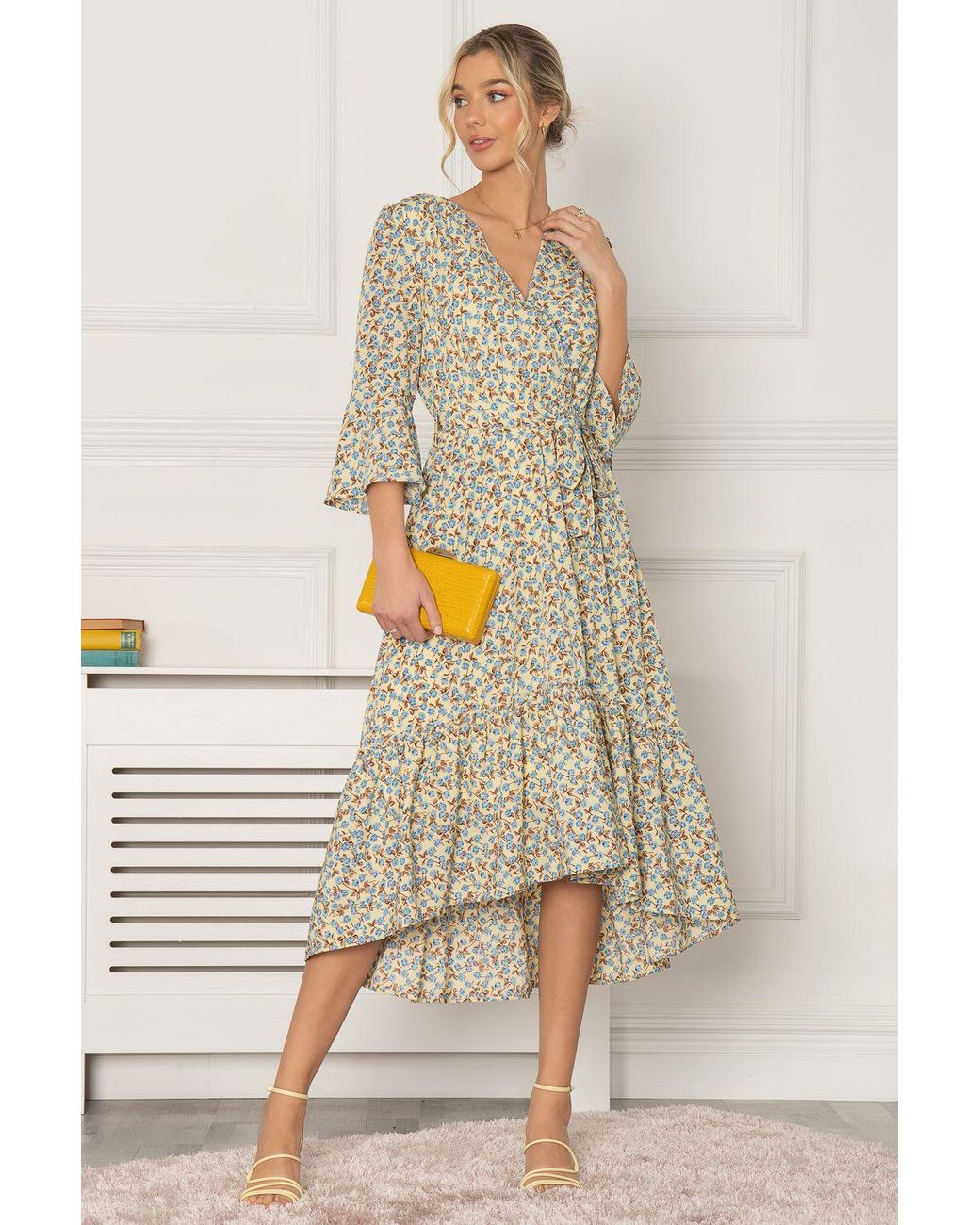 Jolie Moi Yellow Geelan Tiered Hem Maxi Dress