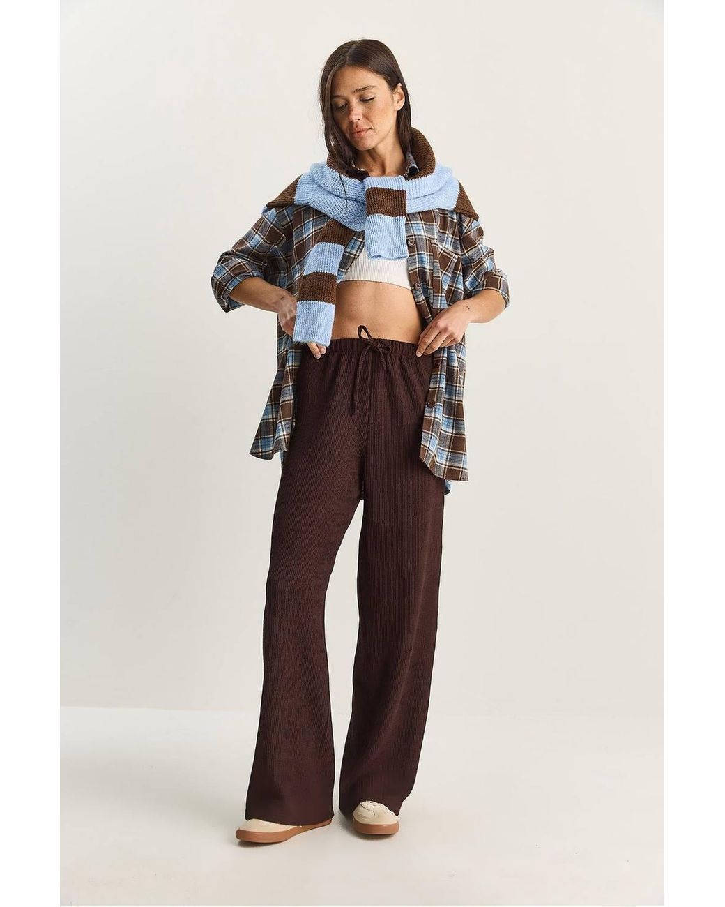 Bianco Lucci Blue High Waist Wide Leg Pants