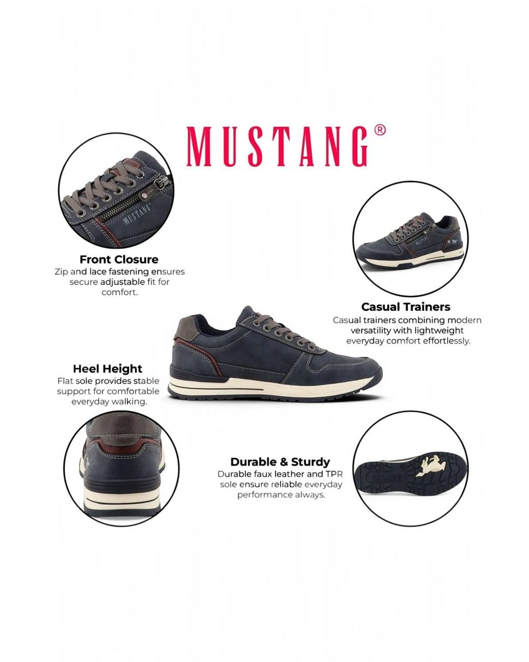 Infinity Leather Black Mustang Faux Leather Trainer Sneaker Shoes for men