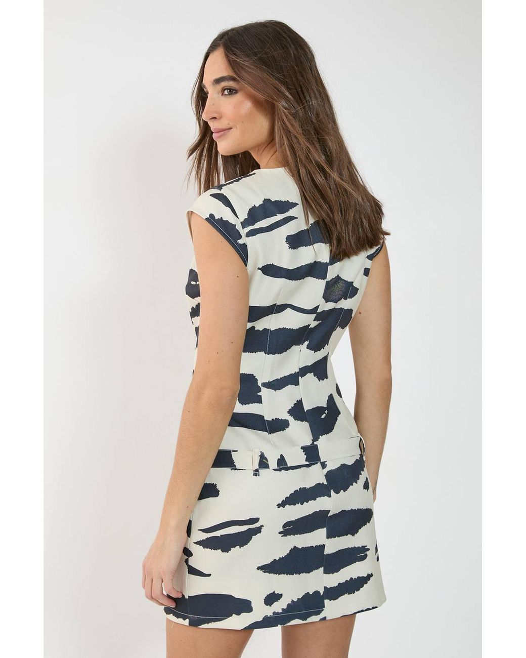 Nasty Gal White Tiger Belted Drop Waist Tailored Split Mini Dress