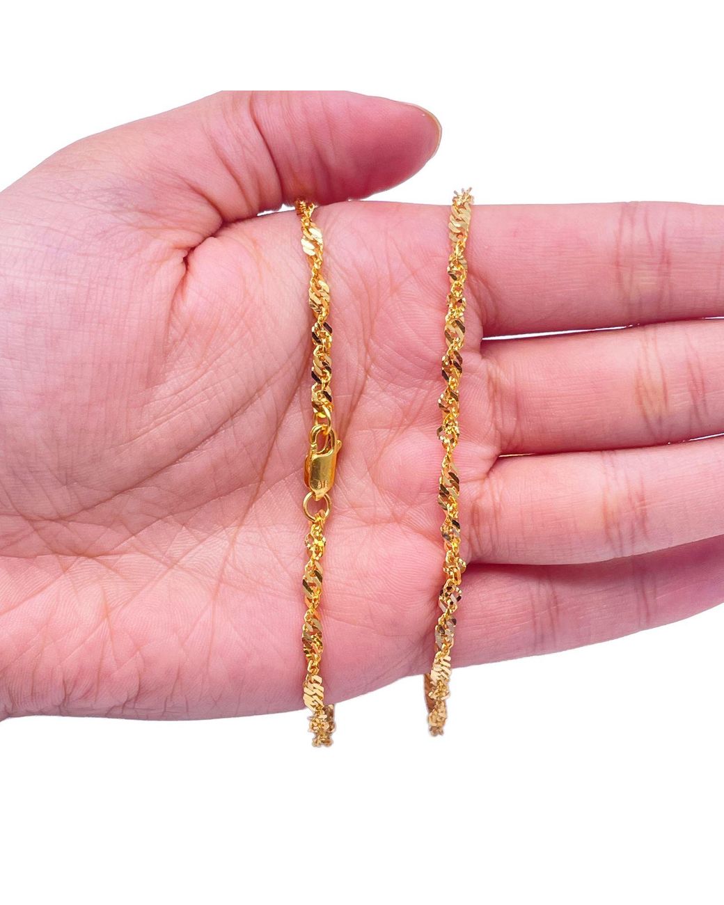 Raina Jewels Metallic 22Ct Fancy Twisted Ripple Chain Necklace 22 Inches 3Mm Width
