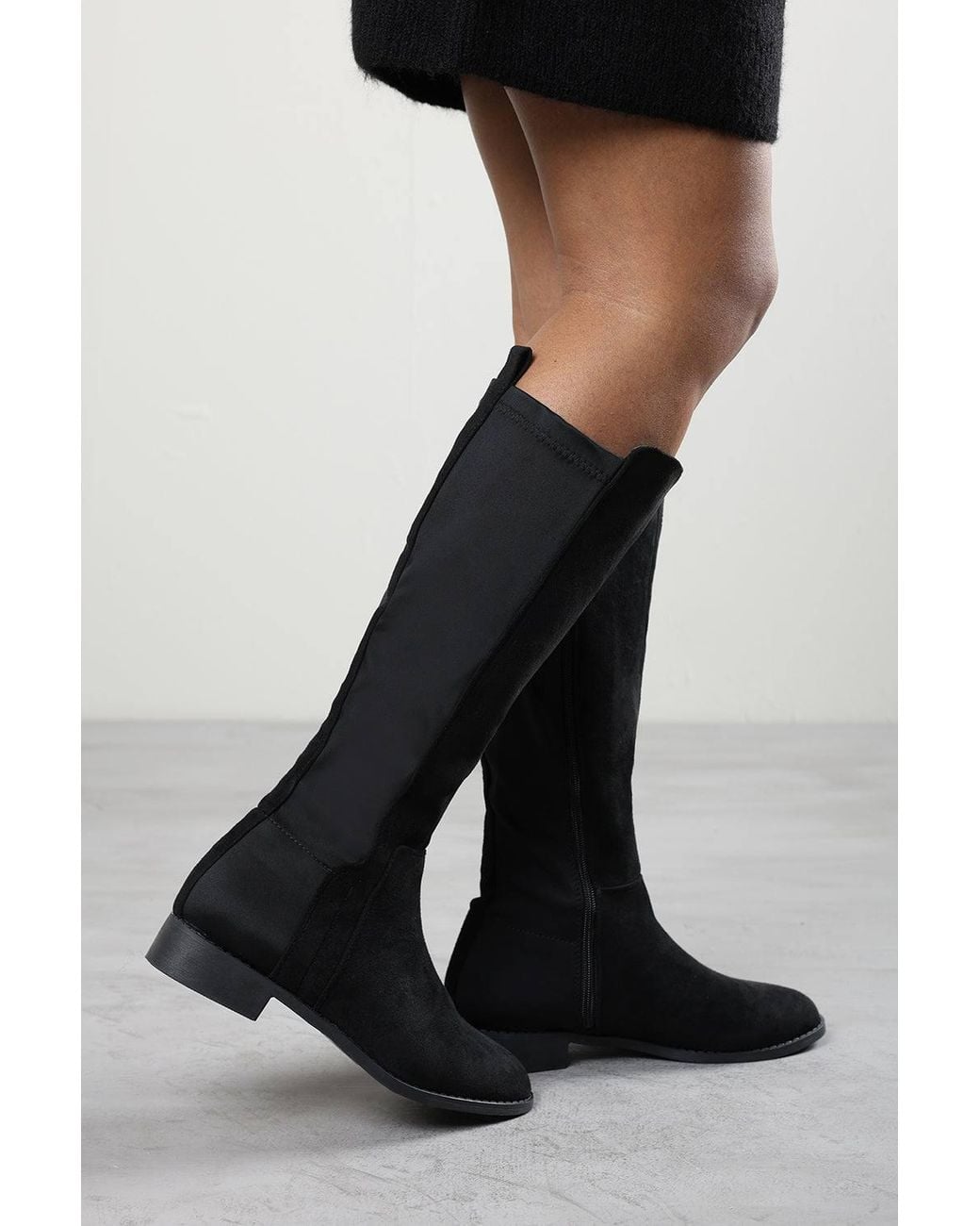 Where's That From Black 'Jirelle' Round Toe Knee High Boots With Side Zip Closure