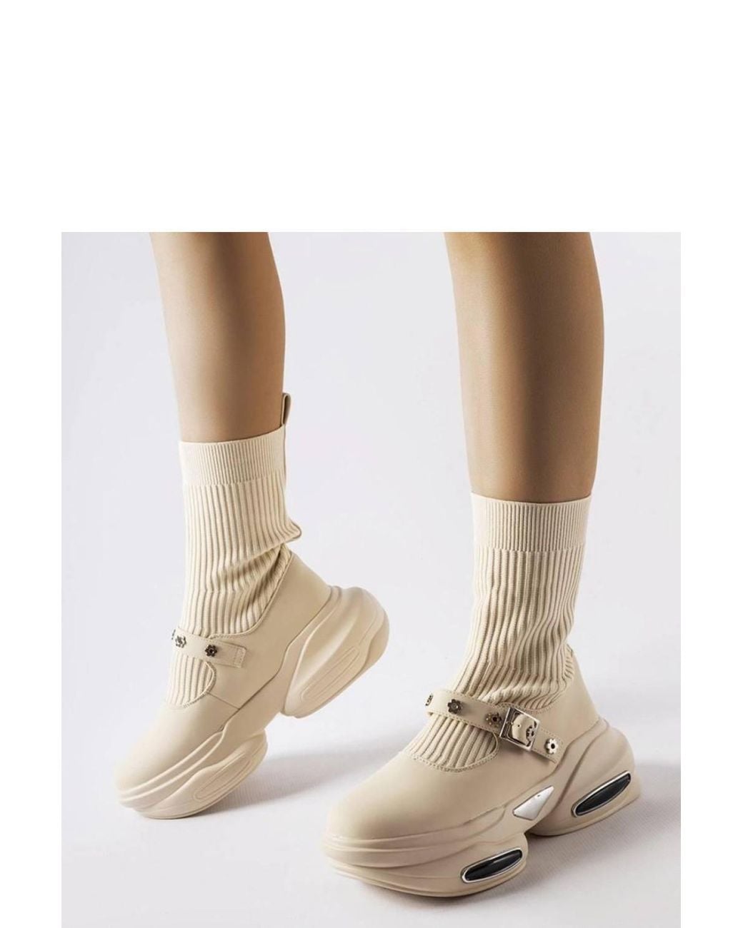 Love Lace Natural Ivana Sock Upper Ankle Boots Round Toe For Comfort Everyday Style