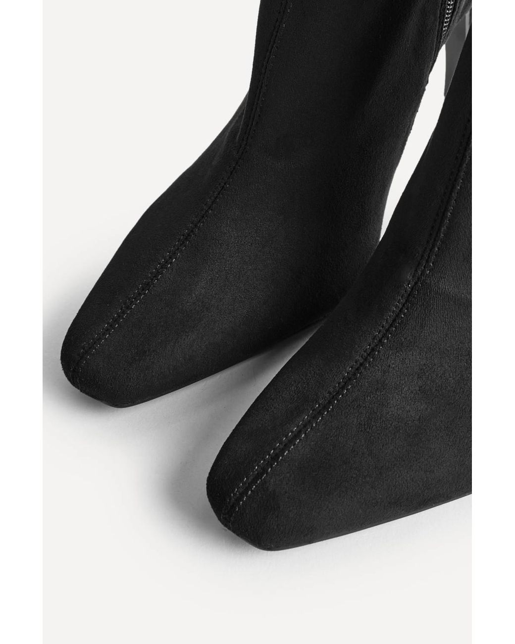 Linzi Black Alexia Faux Suede Stretch High Leg Boots