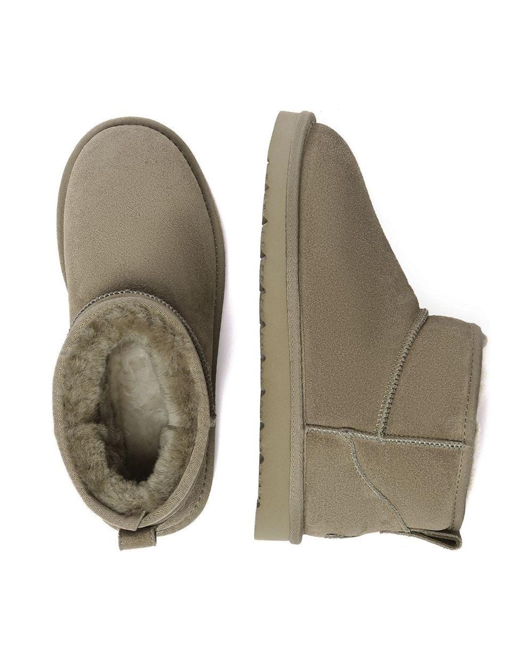EverAu Australia Gray Real Sheepskin Finch Ultra Mini Classic Boots With Eva Sole