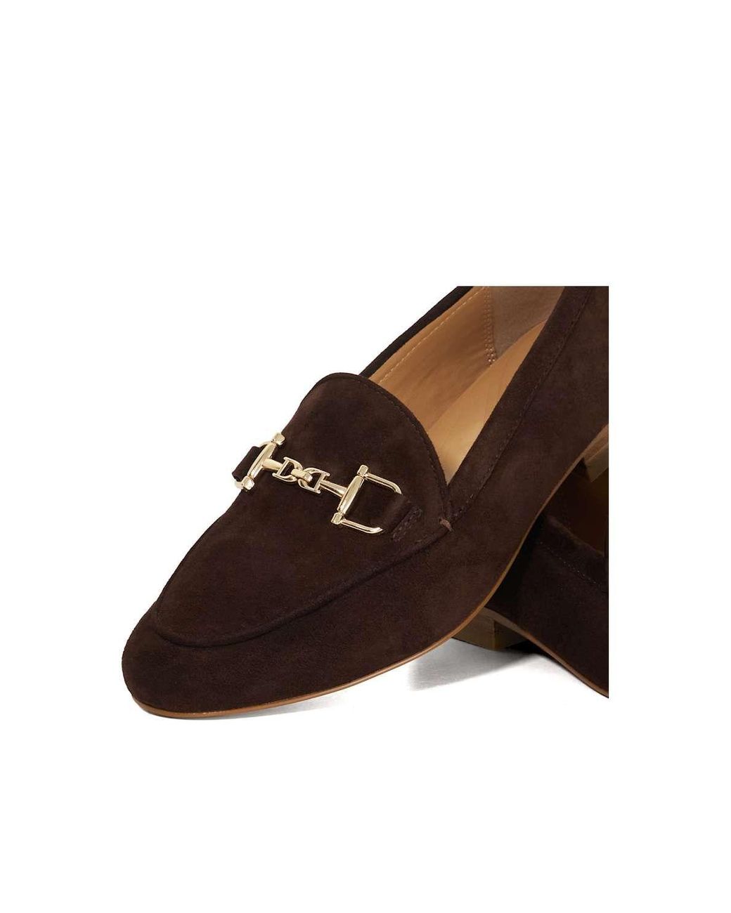Dune Brown Wide Fit 'Glair' Leather Loafers