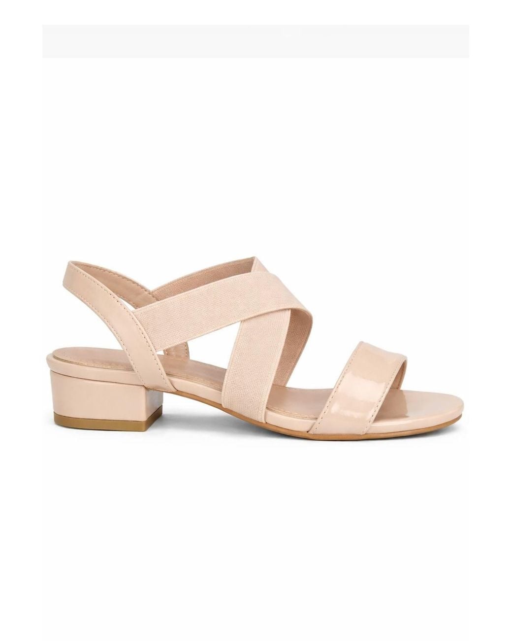 Spot on Natural Elastic Strap Low Heel Comfort Sandals