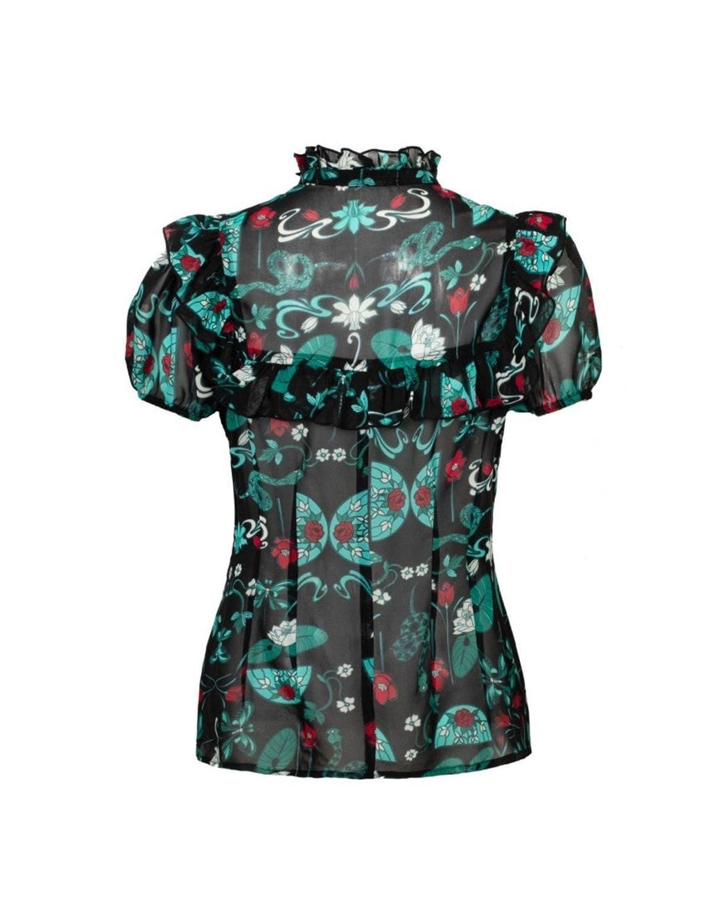 Hell Bunny Black Danica Semi Fitted Blouse