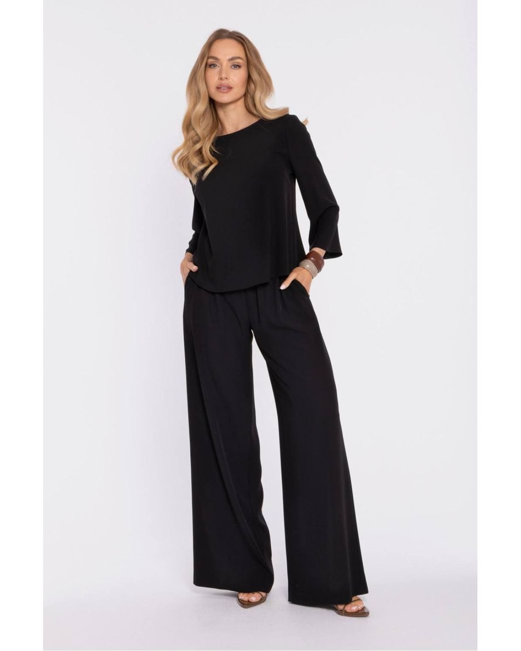 Love Lace Black Classic Stretch Long Sleeve Blouse