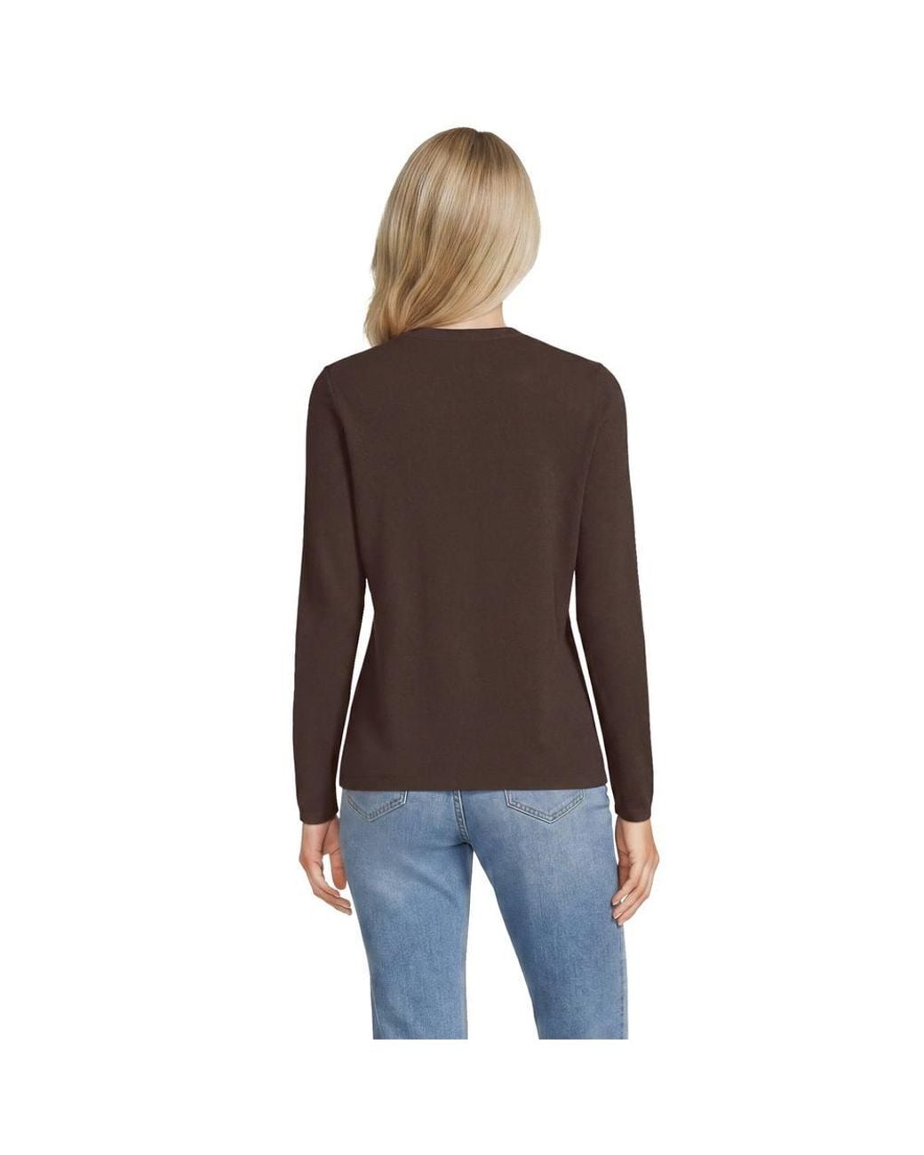 Lands' End Brown Crew Neck Cashmere Jumper