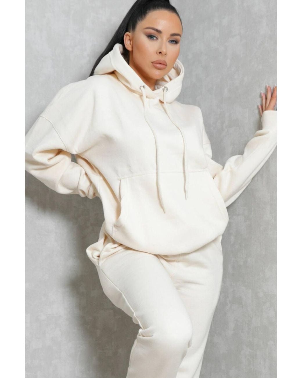 Femme Luxe Gray Oversized Front Pocket Pullover Hoodie Cuffed Joggers Loungewear Set