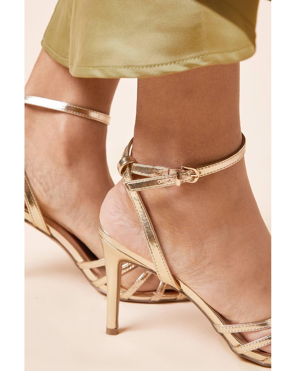 Dorothy Perkins Natural Davey Faux Leather Caged Front High Heel Stiletto Court Shoes