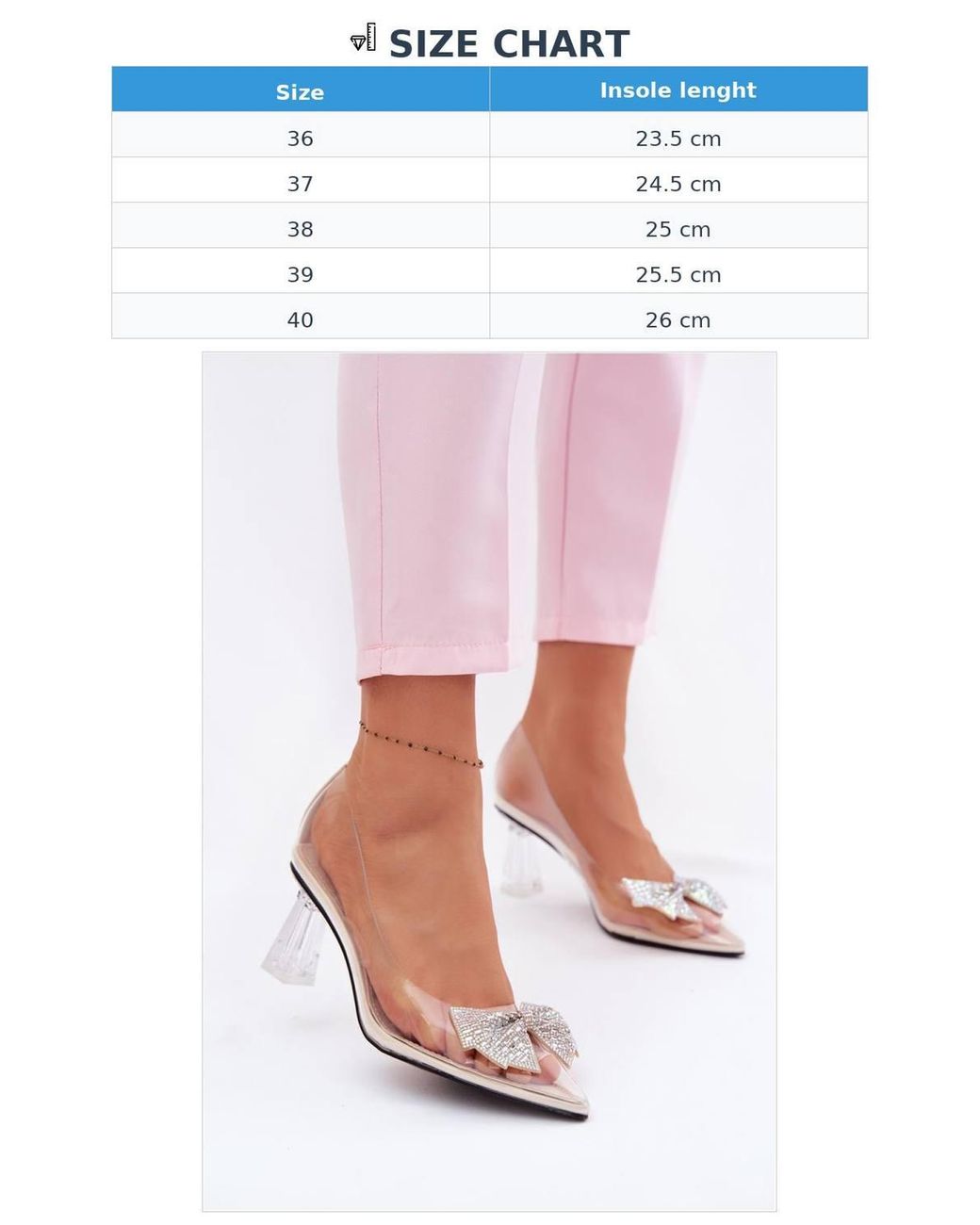 Love Lace Pink Transparent Crystal Bow Pointed Toe Block Heel Pumps Wedding