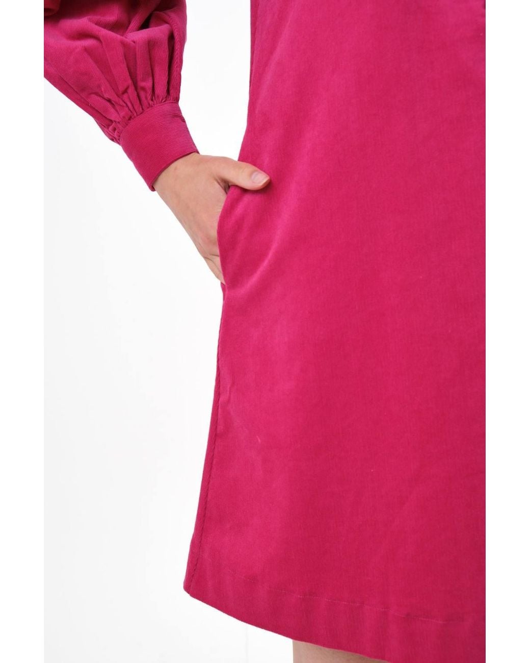 Louche Red Bonny Baby Cord Long Sleeve Mini Dress