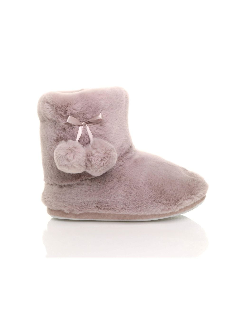 AJVANI Pink Faux Fur Lined Slip On Memory Foam Mules Slippers
