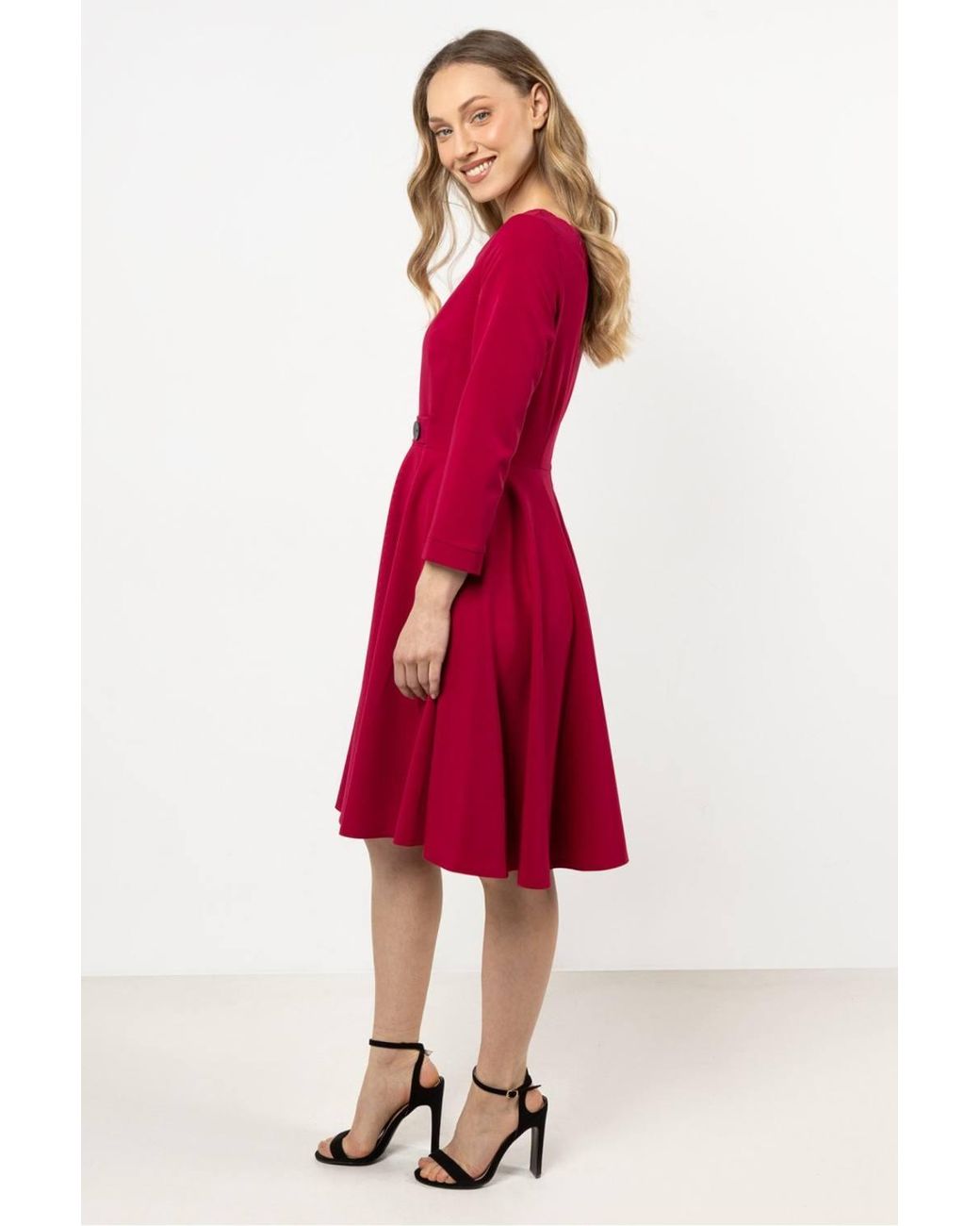 Love Lace Classic Modern Flared Day Dress With Buttons