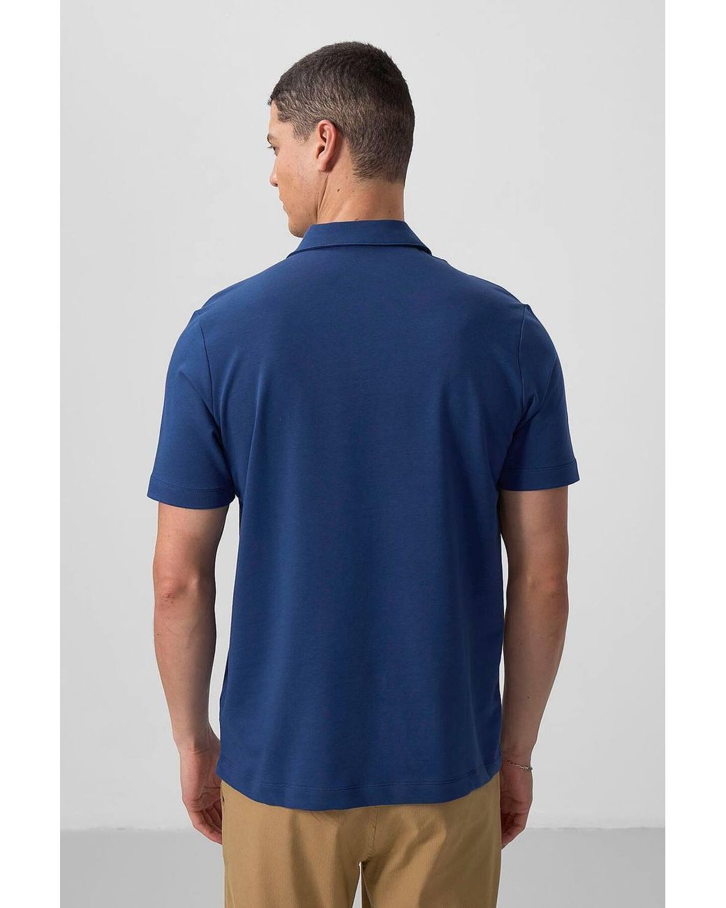TOMMY LIFE Blue Cotton Elastane Polo T-Shirt for men
