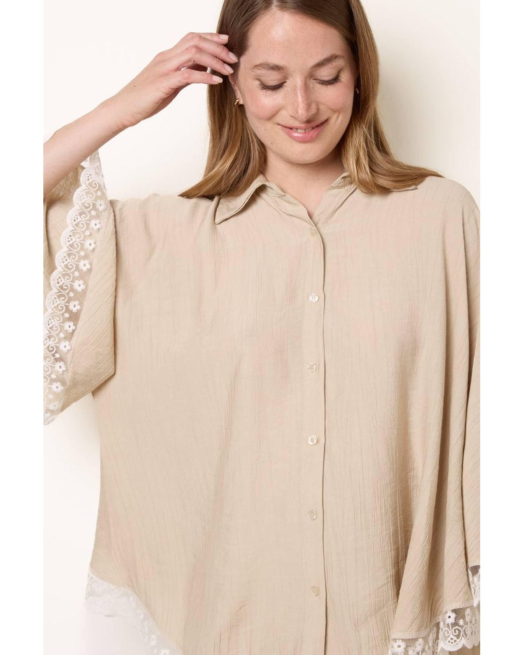 Blue Vanilla Natural Short Sleeve Collar Blouse