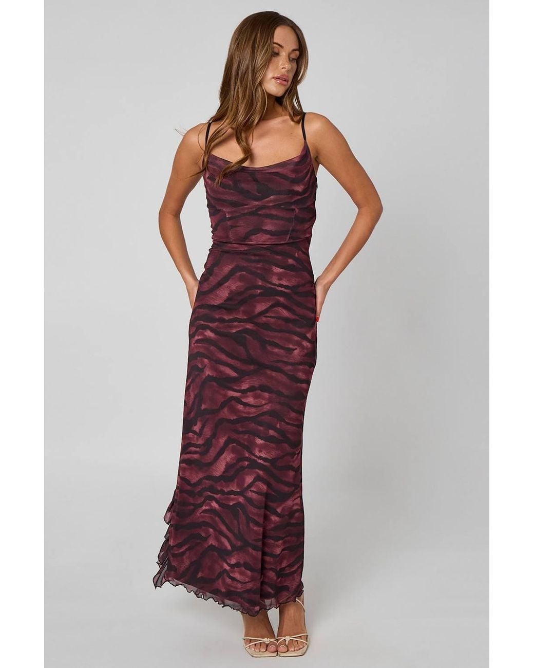 Urban Bliss Red Zebra Ruffle Maxi Corset