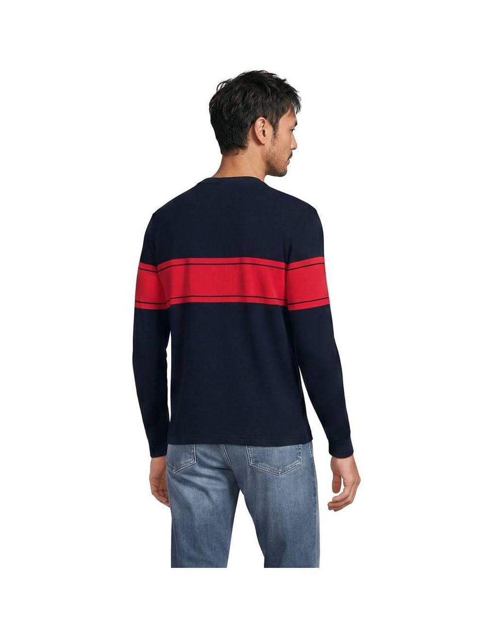 Lands' End Blue Long Sleeve Slub Crew Neck T-Shirt for men