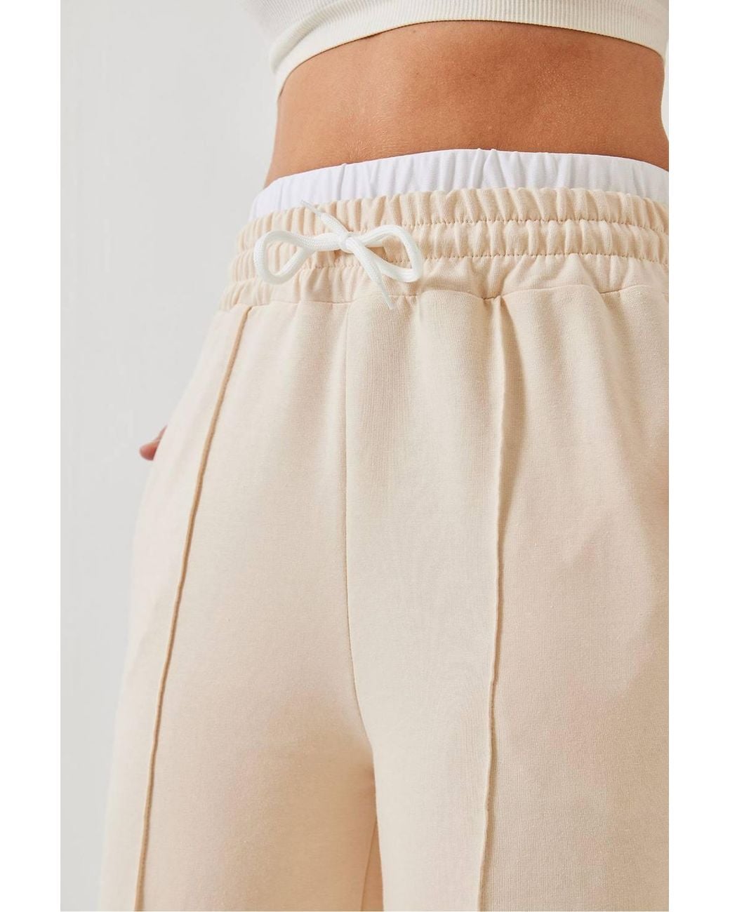 Bianco Lucci Natural Wide Leg Pants With Belt Detail