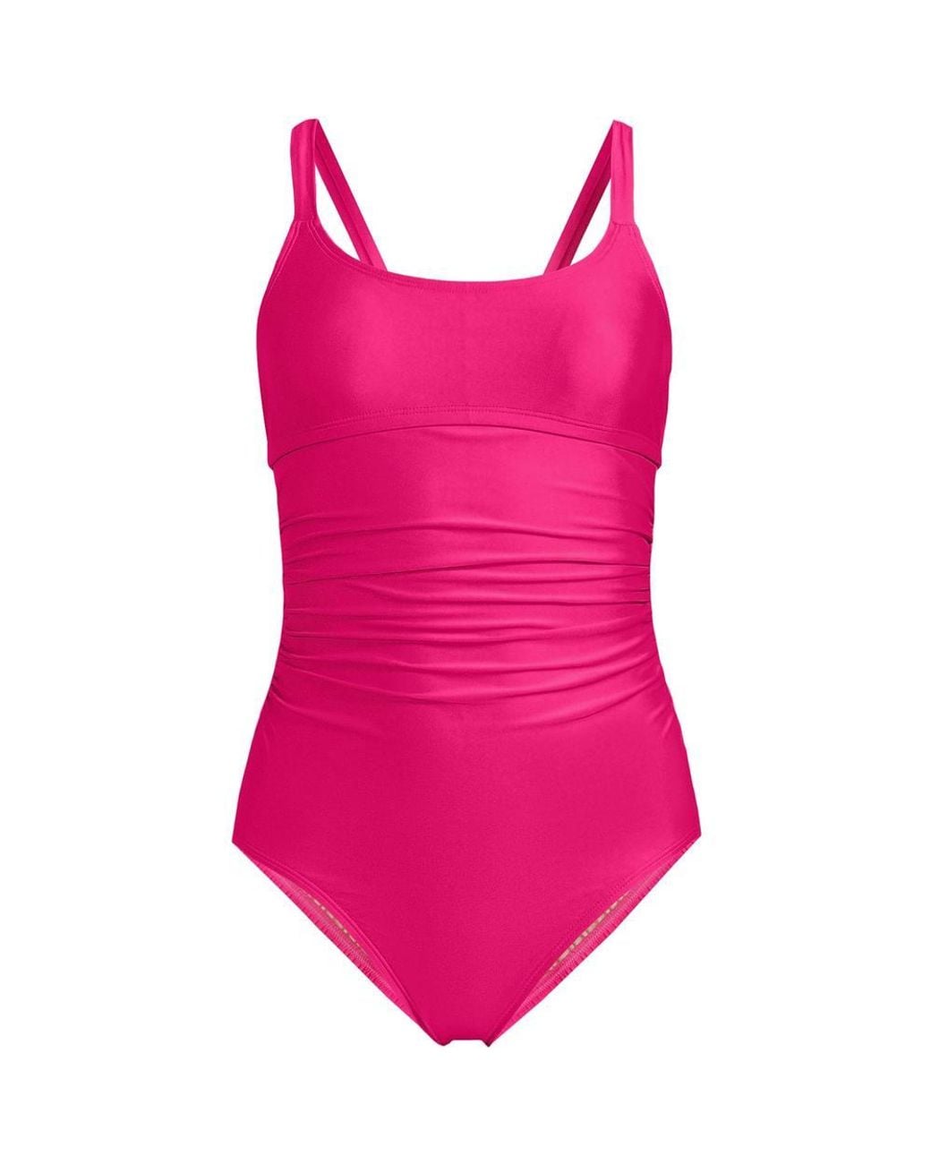 Lands' End Purple Tie Back Ruched Swimsuit