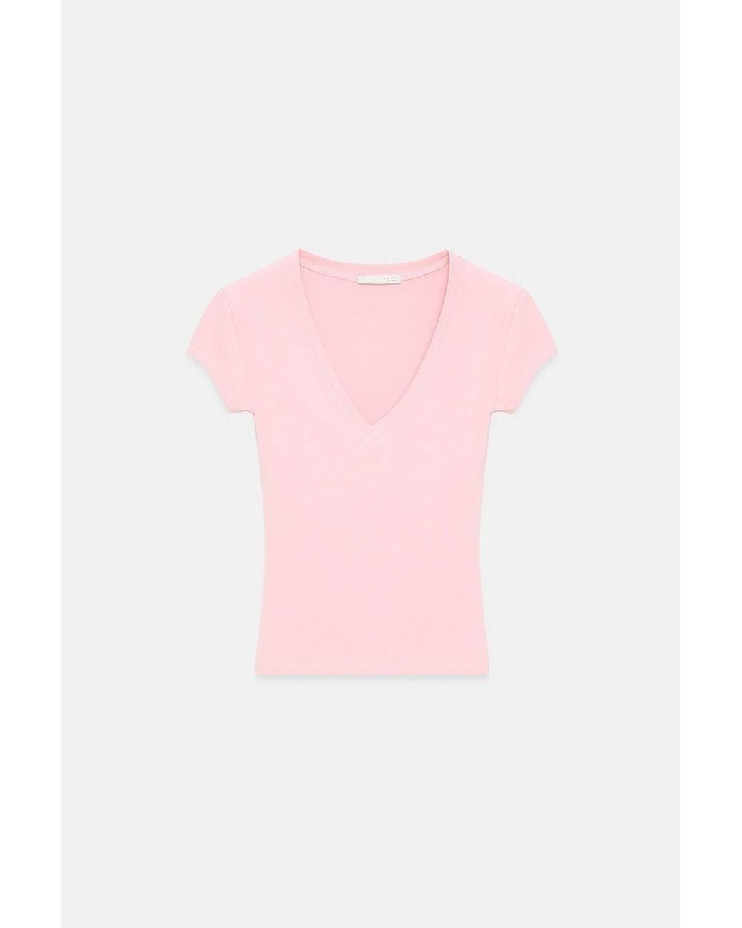 Dilvin Pink Slim Fit V-Neck Jersey Blouse