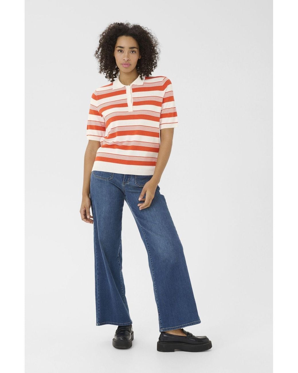 Kaffe Orange Kalizza Polo Pullover Short Sleeves