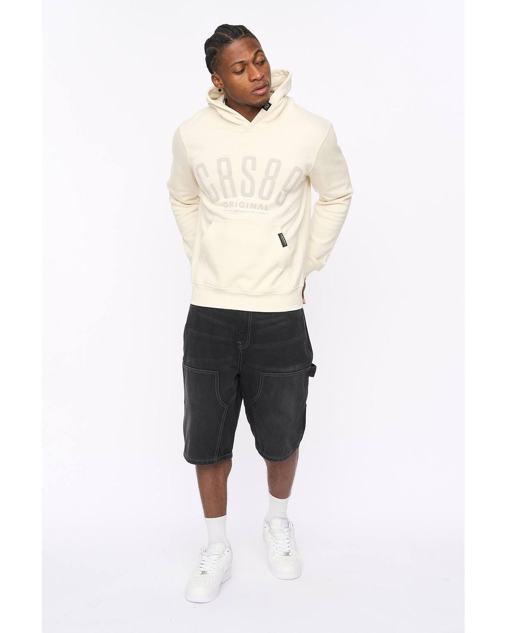 Crosshatch Natural Hallfell Overhead Hoodie With Bold Chest Branding for men
