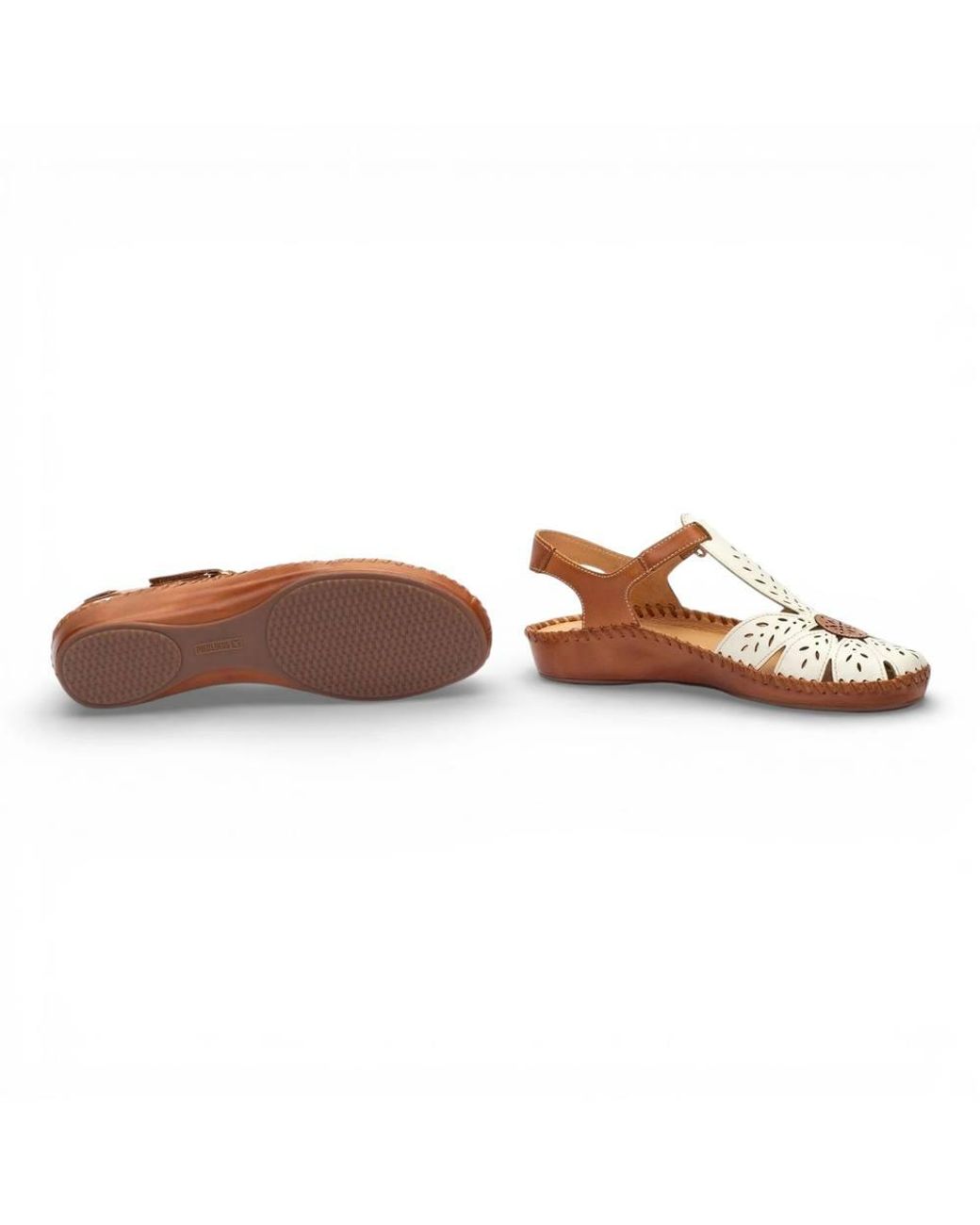 TruClothing Brown Leather Cushioned Wedge Sandal Shoes
