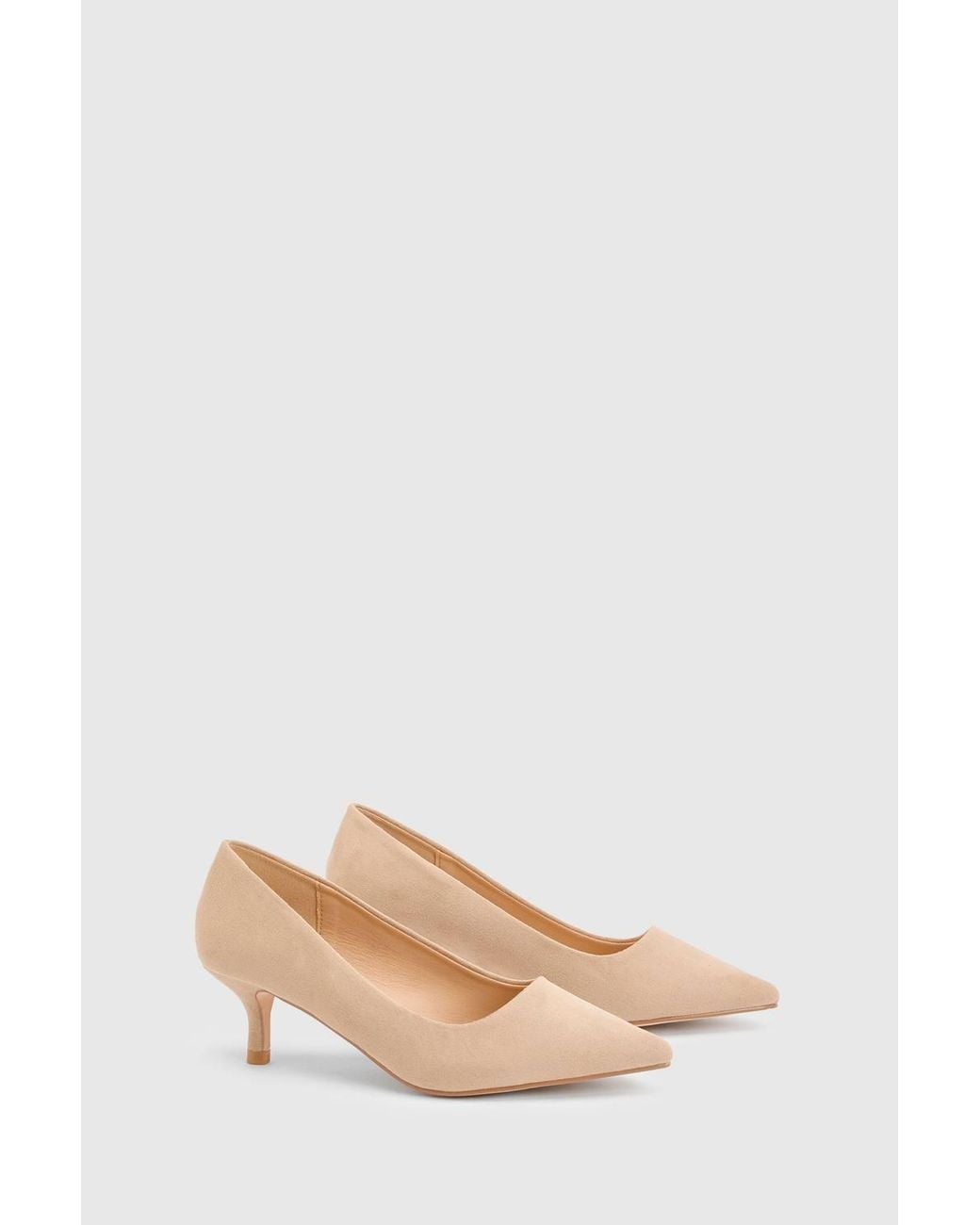 Dorothy Perkins Blue Dove Faux Suede Kitten Heel Court Shoes