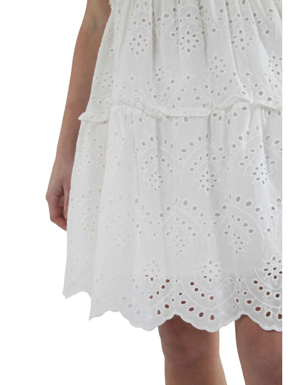 Double Second White Tiered Broderie Dress