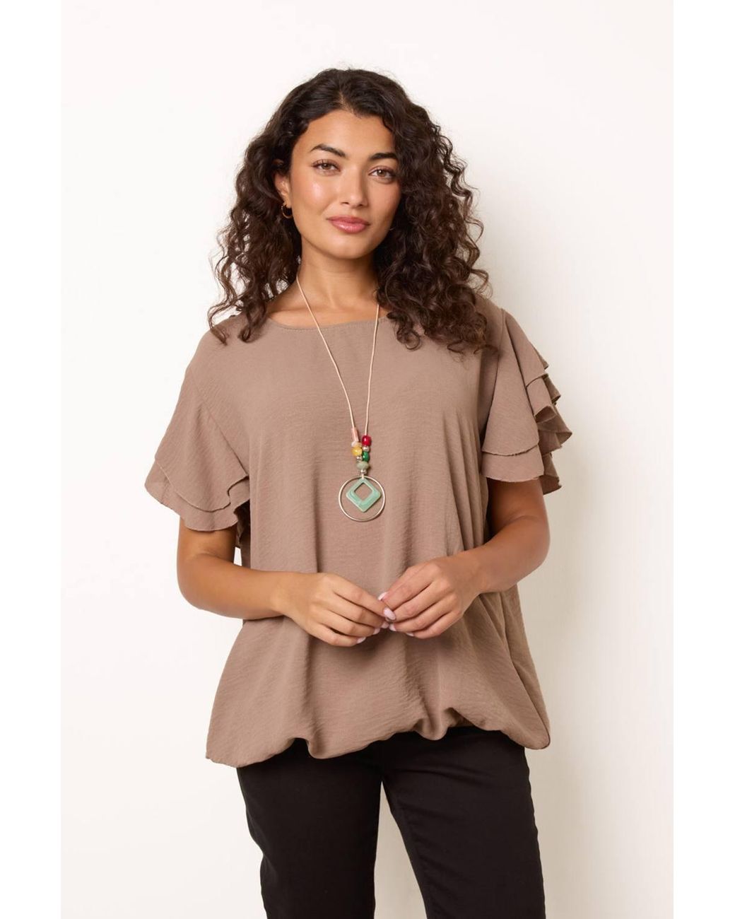 Blue Vanilla Natural Short Sleeve Round Neck Top