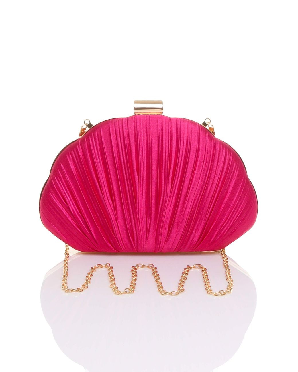AJVANI Pink Evening Pleated Satin Prom Party Bag
