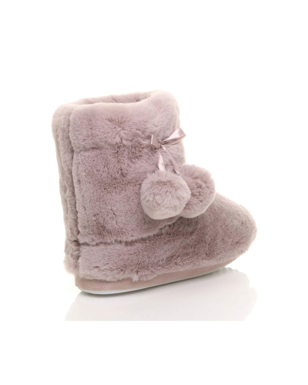 AJVANI Pink Faux Fur Lined Slip On Memory Foam Mules Slippers