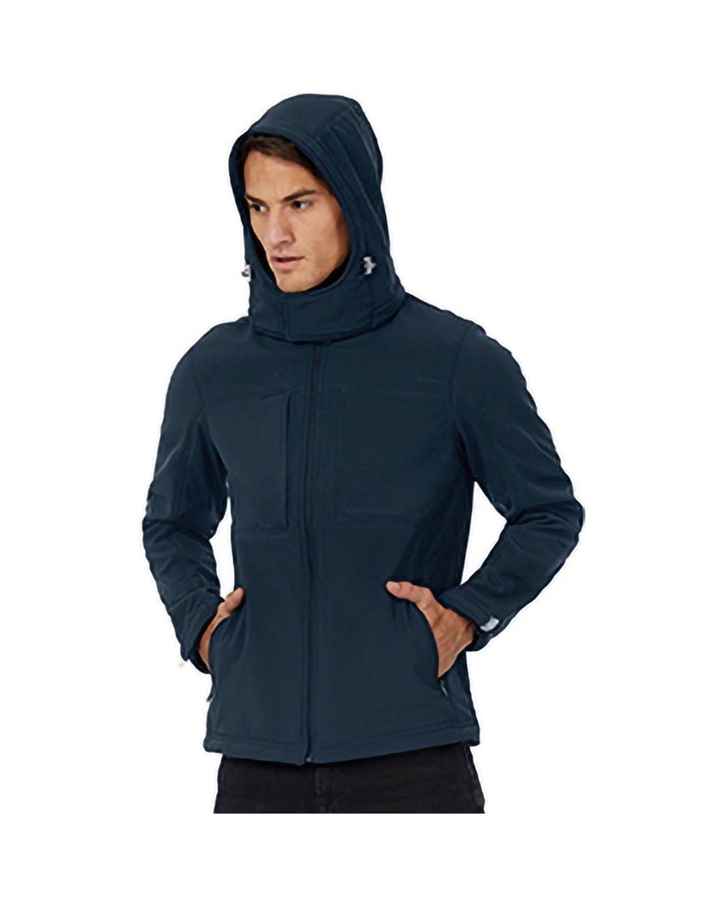 Bc Blue Hooded Softshell Breathable, Waterproof & Windproof Jacket (Fleece Lining) for men