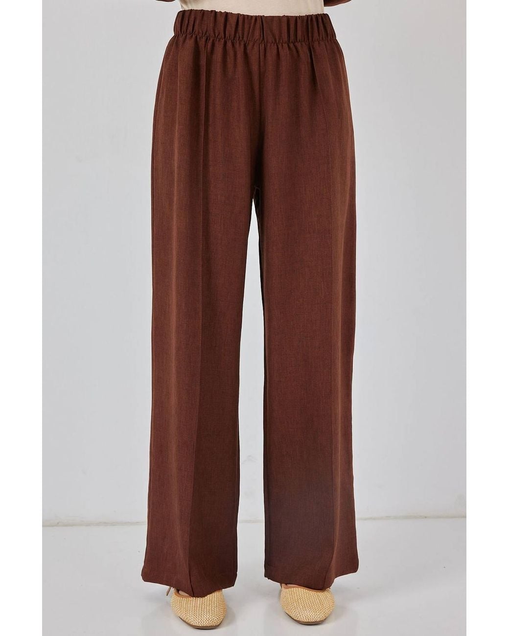 Bigdart Brown V-Neck Cardigan & Wide Leg Pants Set
