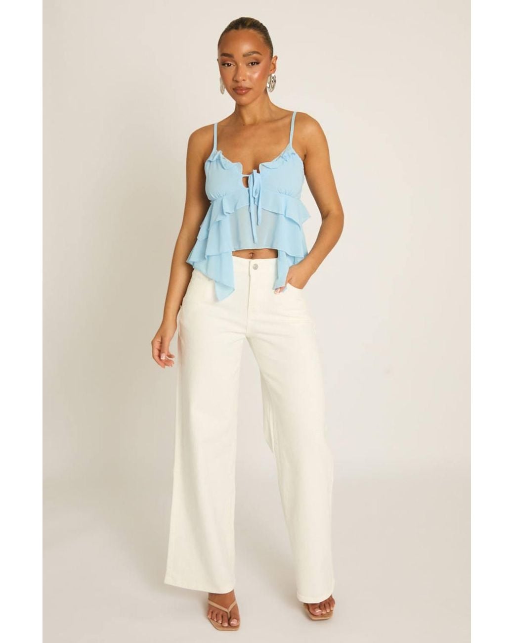 Rebellious Fashion Blue Denim Wide Leg Jeans