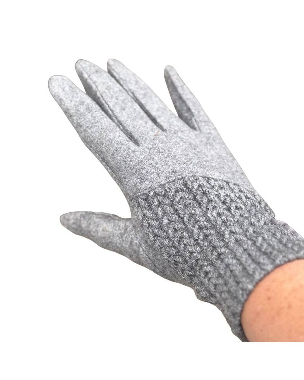 Love EMVY Gray Cashmere Blend Gloves With Button Detailing