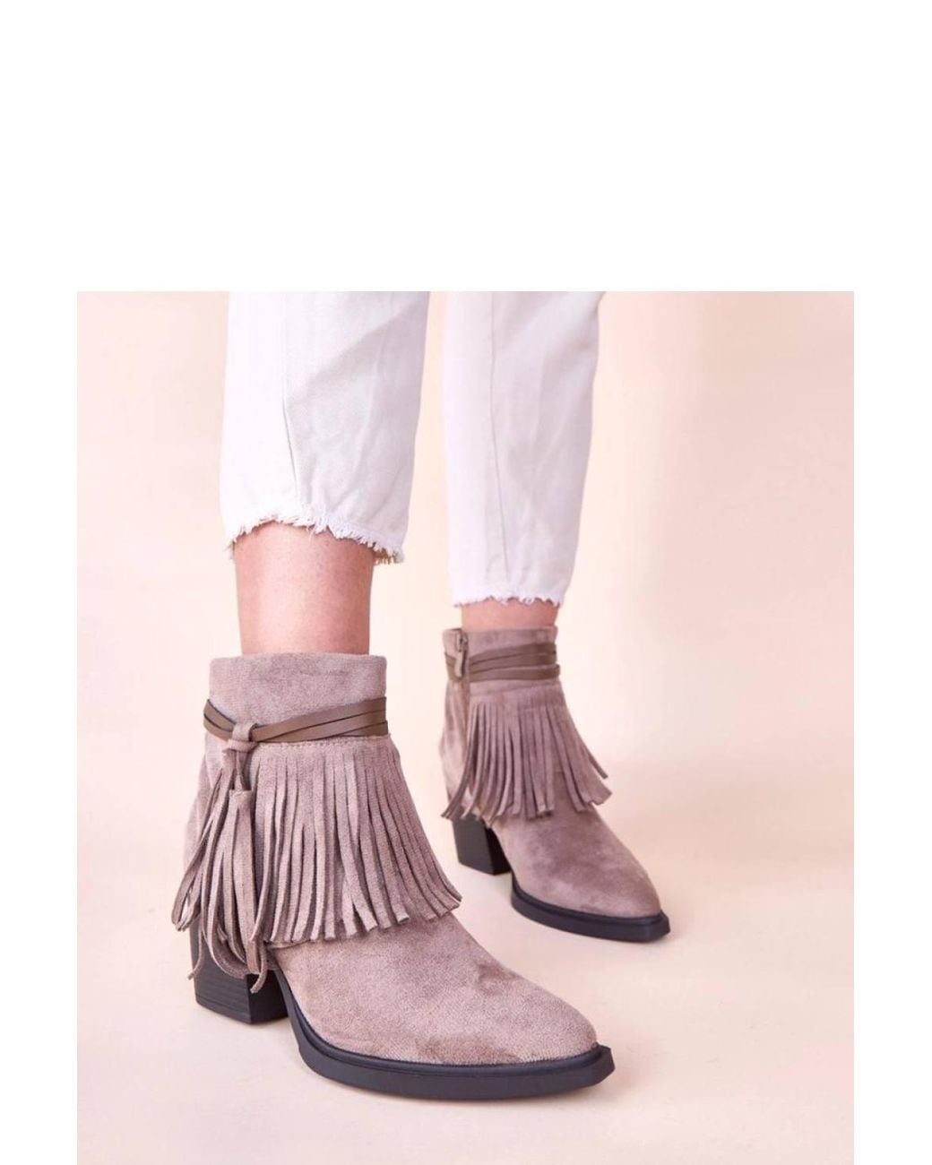 Love Lace Pink Everyday Suede Heeled Boots With Fringe