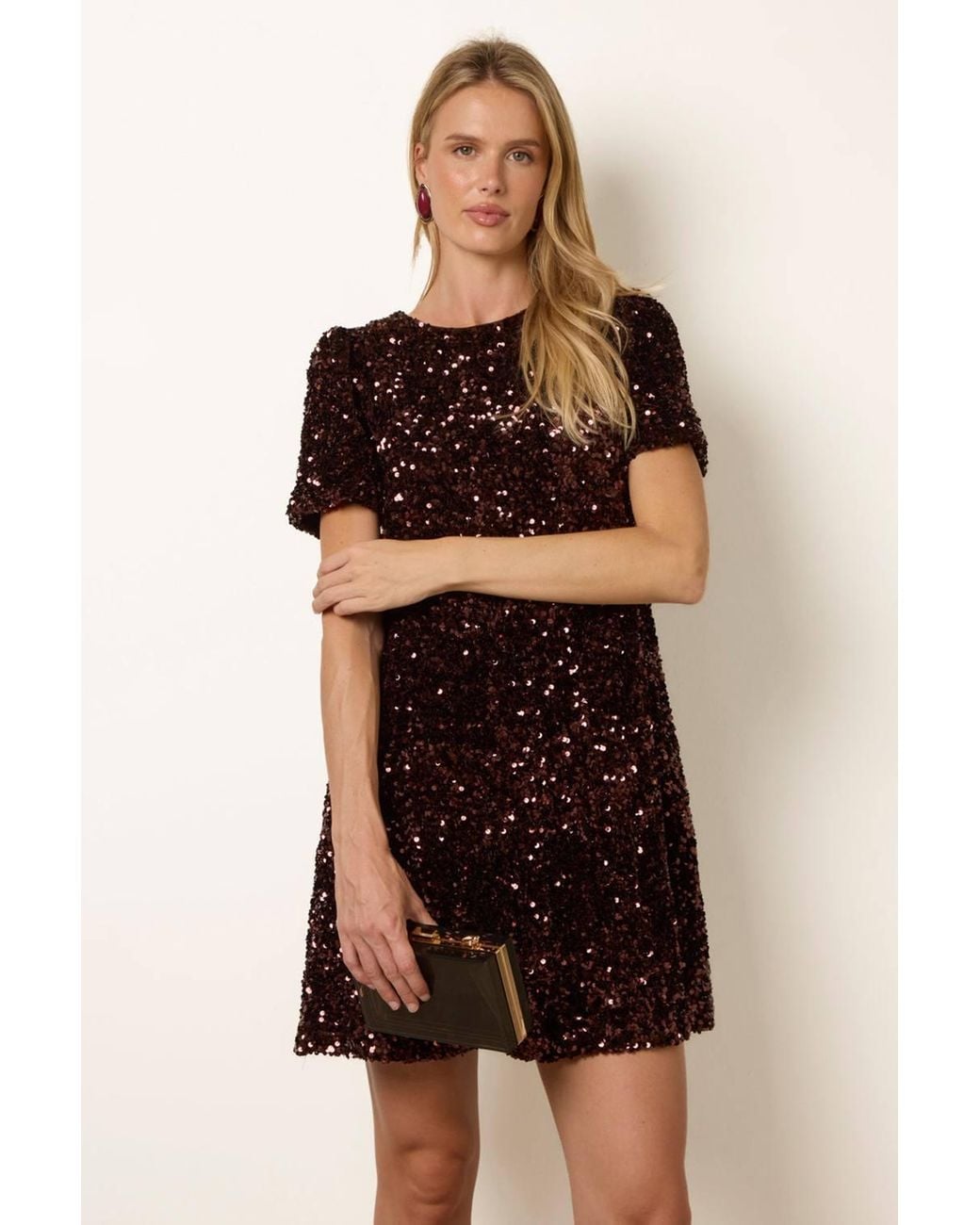 Blue Vanilla Black Short Sleeve Round Neck Mini Dress