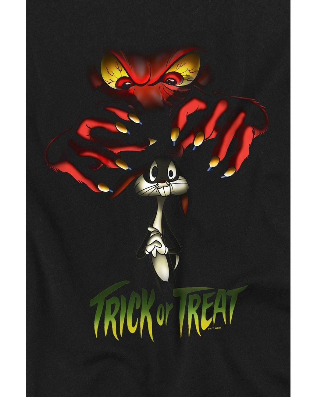 Looney Tunes Black Halloween Trick Or Treat Bugs Gossimer T-Shirt