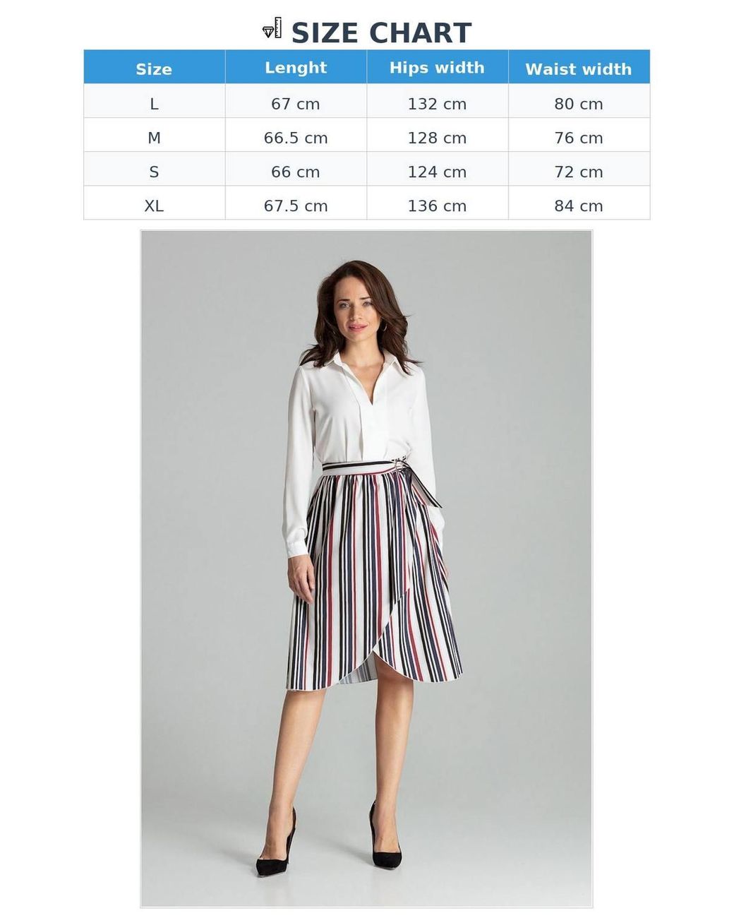 Love Lace Gray Buckle Striped Midi Envelope Skirt