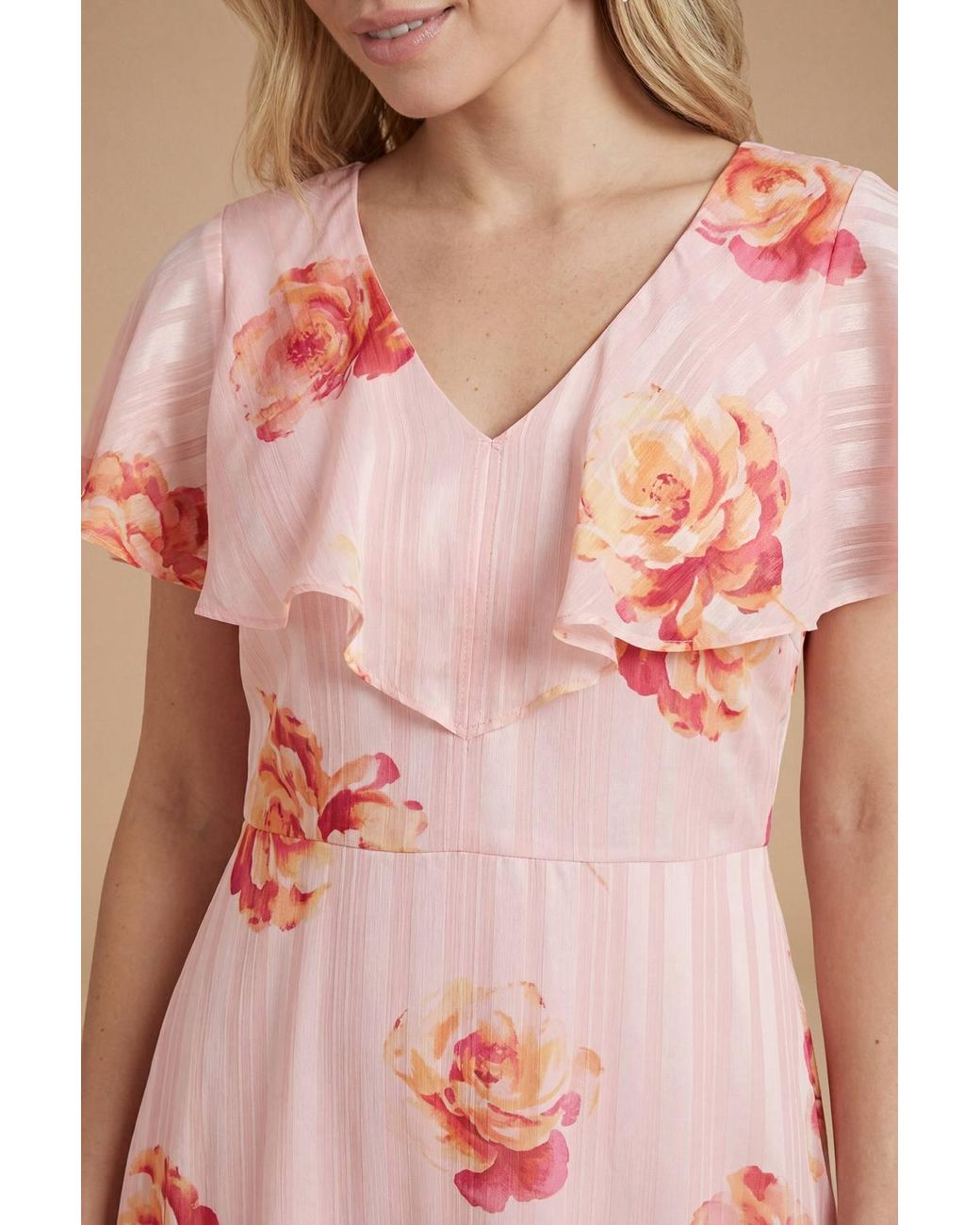 Dorothy Perkins Natural Dp Luxe Cape Ruffle Midi Dress