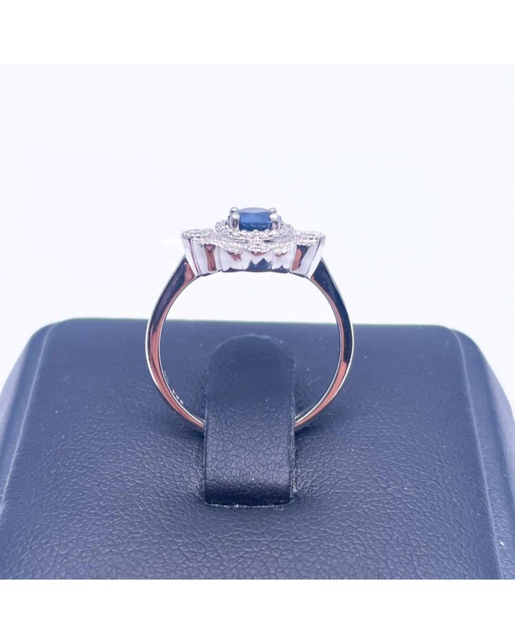 Raina Jewels Blue 14Ct Round Sapphire & Diamond Cluster Milgrain Ring