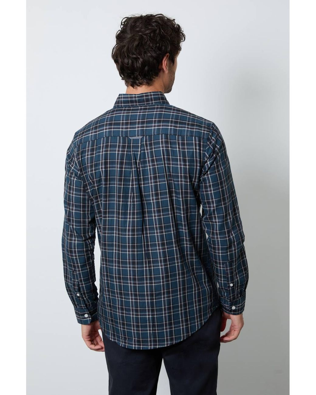 MAINE Blue Classic Check Long Sleeve Shirt for men